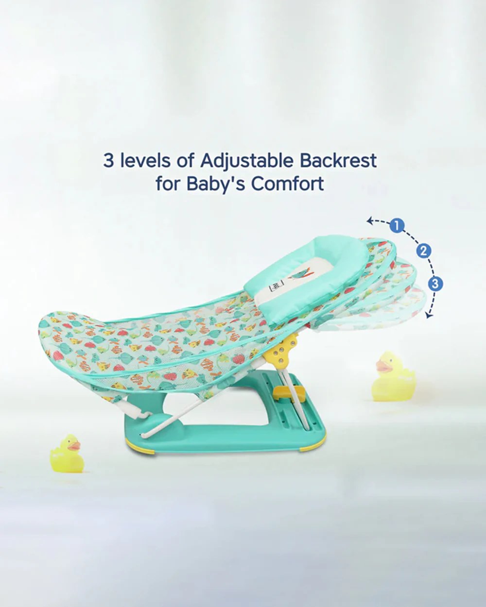 Hopop Baby Bather-With 3 Position Recline & Padded Head Rest-0 to 12M-Green - Image 3