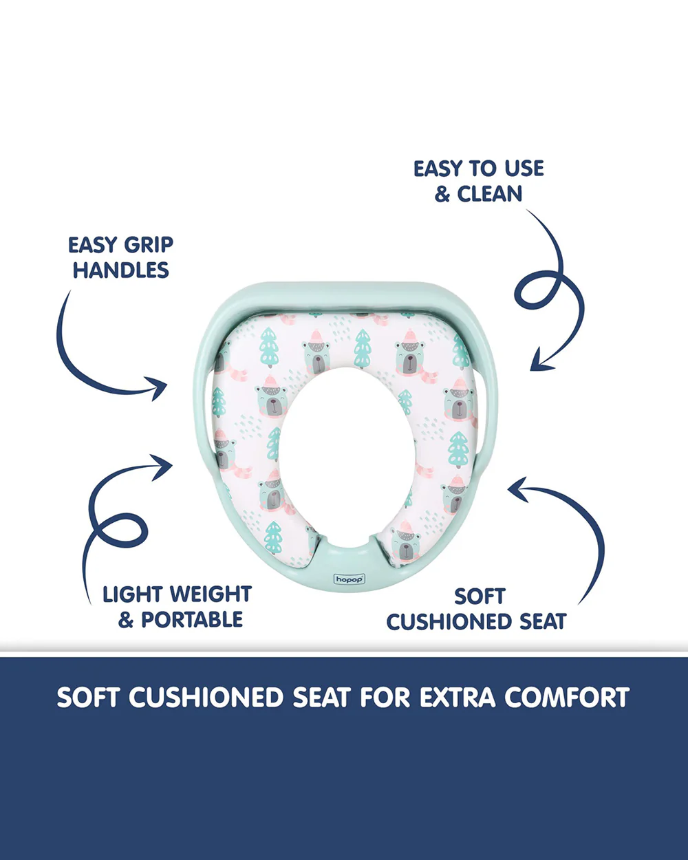 Hopop Baby Potty Seat-With Soft Cushioning & Side Handles-6 to 48M-Bear - Image 2