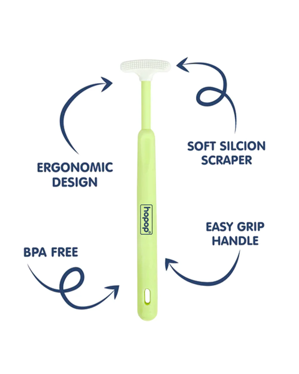 Hopop Baby Tongue Cleaner-Ergonomic Design-Green - Image 2