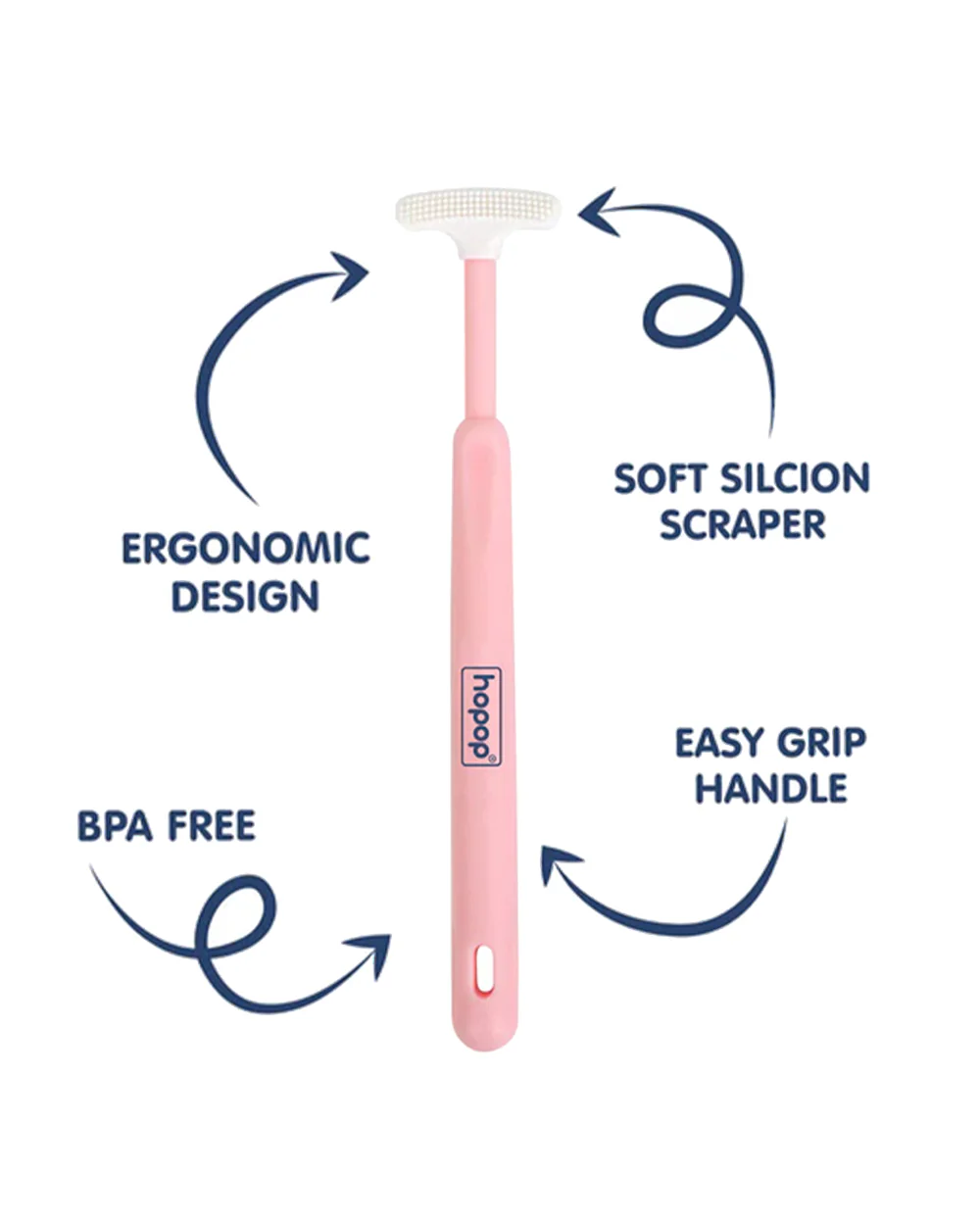 Hopop Baby Tongue Cleaner-Ergonomic Design-Pink - Image 2