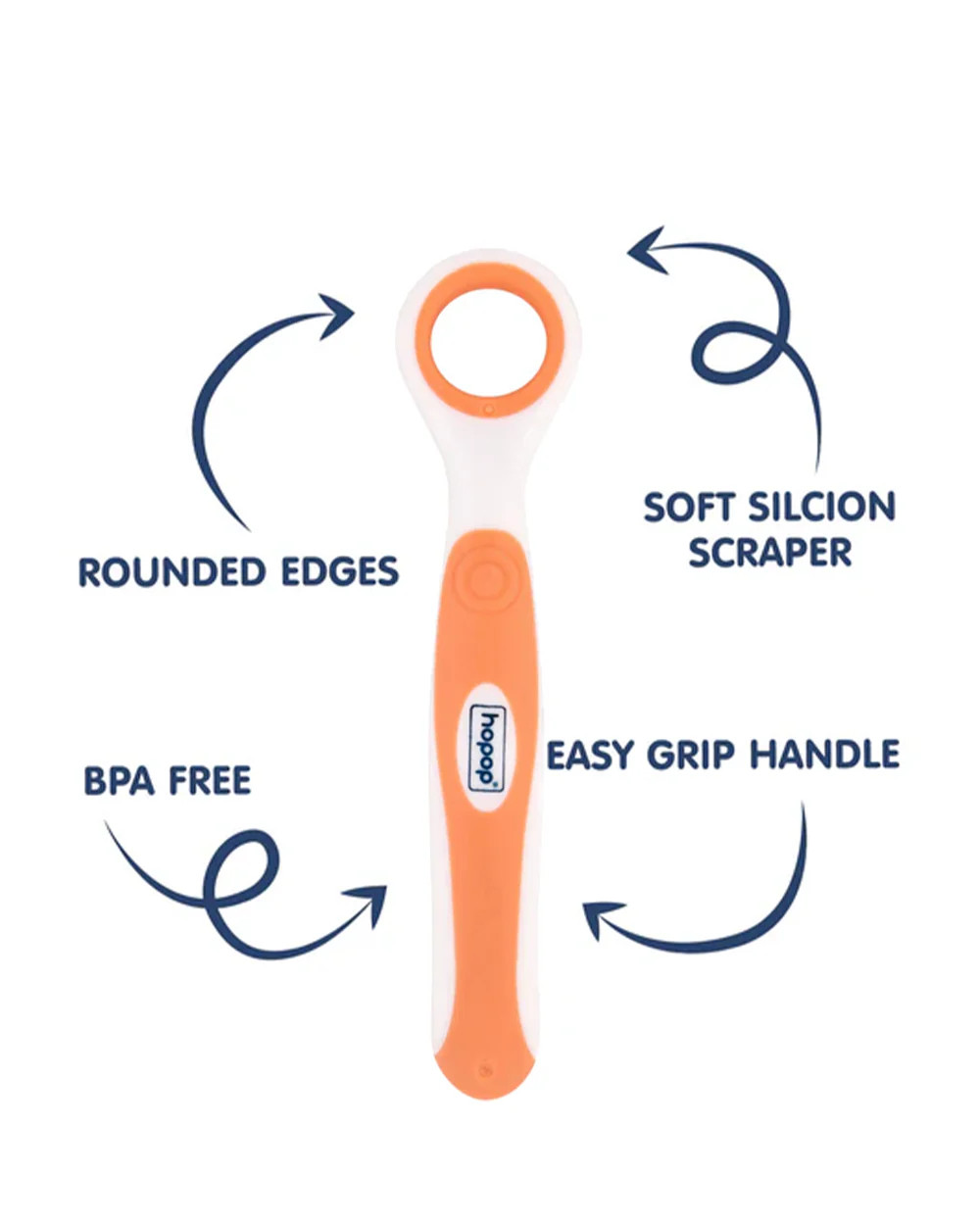 Hopop Baby Tongue Cleaner-With Rounded Edges-Orange - Image 2