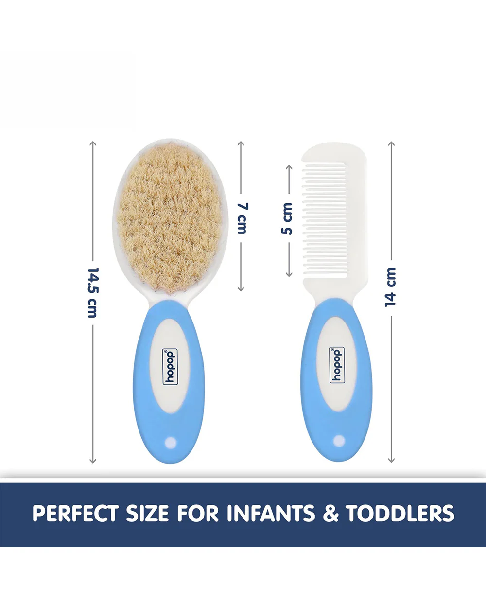 Hopop BPA-Free Baby Hair Brush & Comb Set-Blue - Image 4