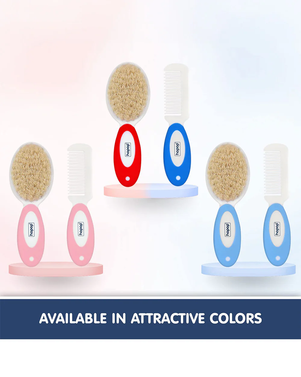 Hopop BPA-Free Baby Hair Brush & Comb Set-Blue - Image 6
