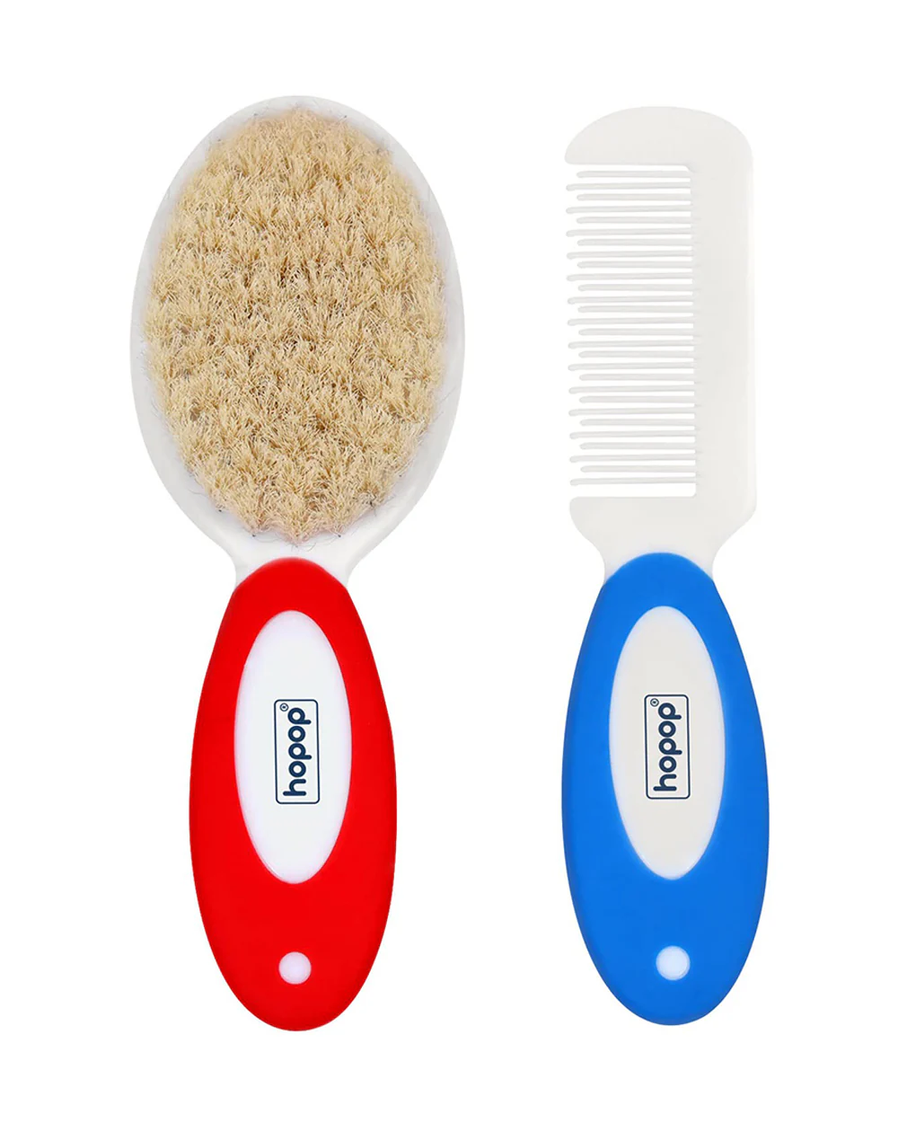 Hopop BPA-Free Baby Hair Brush & Comb Set-Red & Blue
