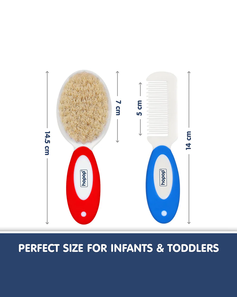 Hopop BPA-Free Baby Hair Brush & Comb Set-Red & Blue - Image 4
