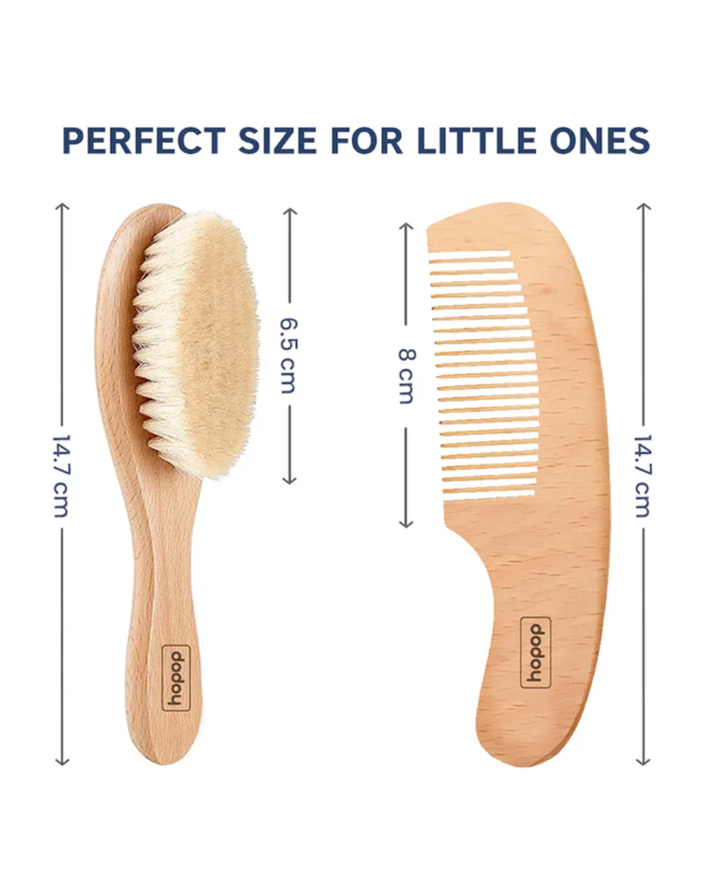 Hopop BPA-Free Baby Wooden Brush & Comb Set-With Natural Soft Bristles & Round Edges - Image 6