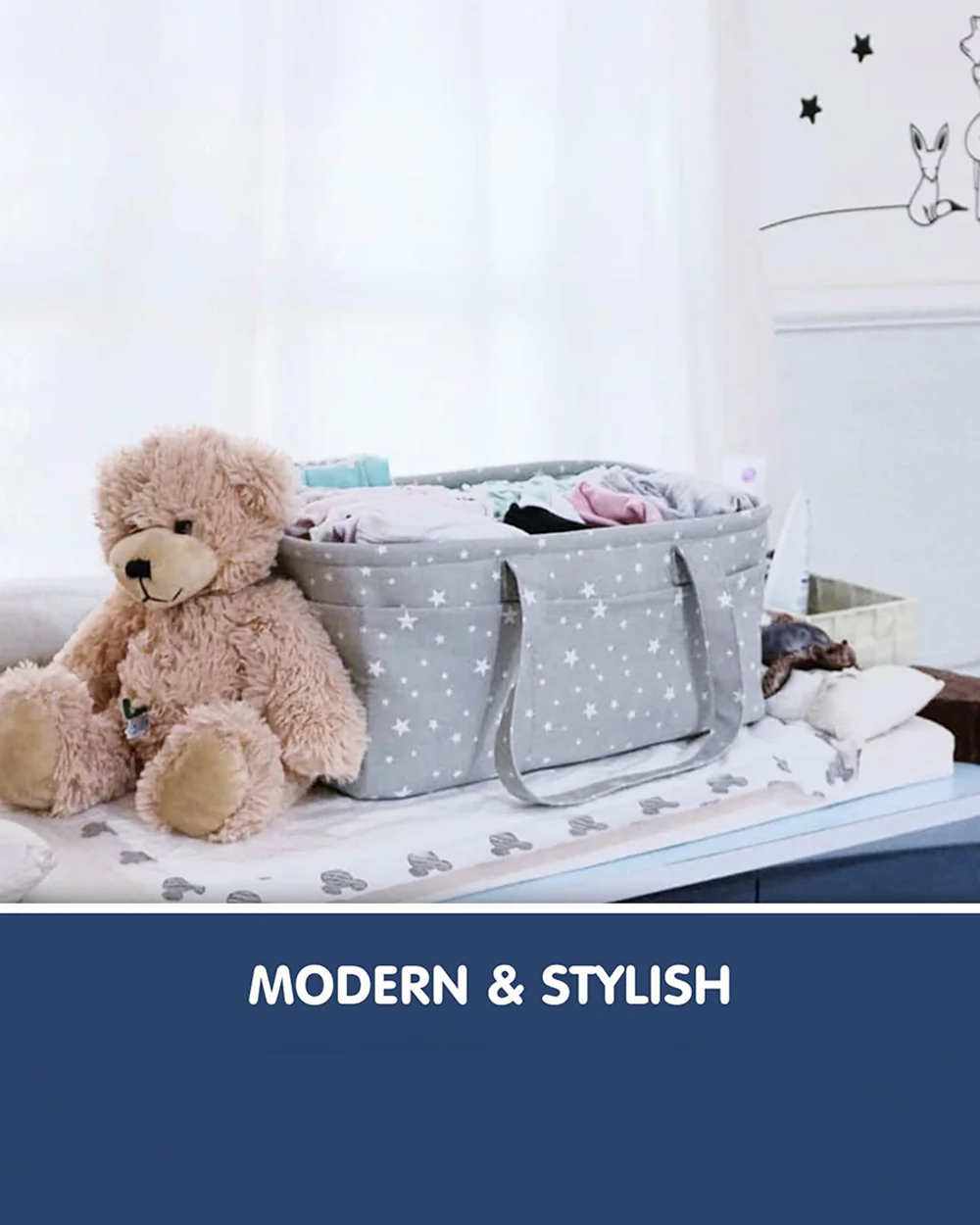 Hopop Diaper Caddy-With Side Pockets-Grey - Image 6