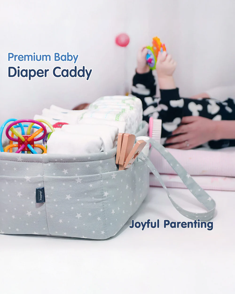 Hopop Diaper Caddy-With Side Pockets-Grey - Image 7