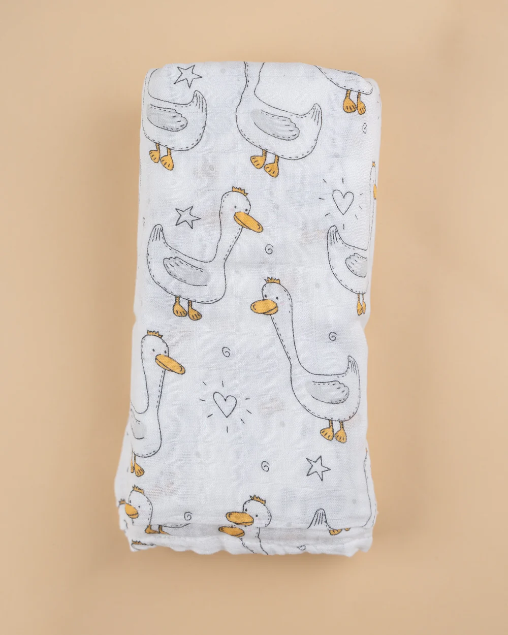 Hopop Duck Baby Swaddle-100% Organic Cotton Muslin-White-For Infants