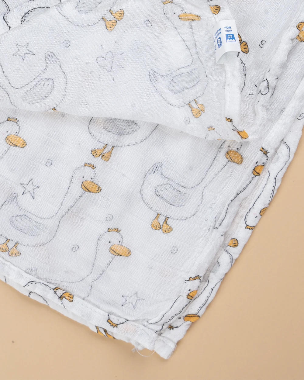 Hopop Duck Baby Swaddle-100% Organic Cotton Muslin-White-For Infants - Image 4