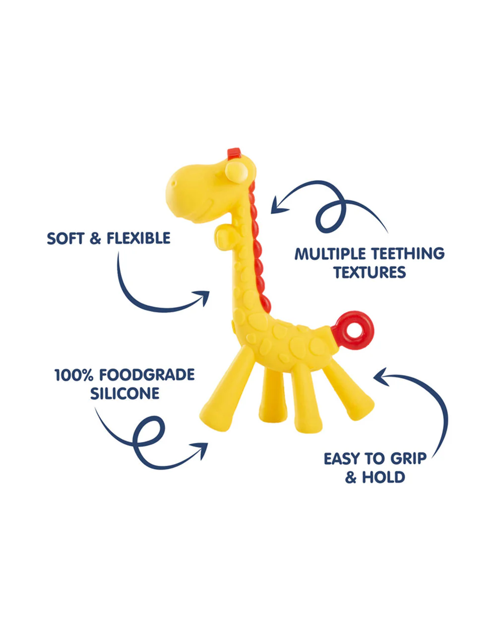 Hopop Food Grade Silicone Giraffe Teether-BPA Free & Non Toxic-Yellow - Image 2