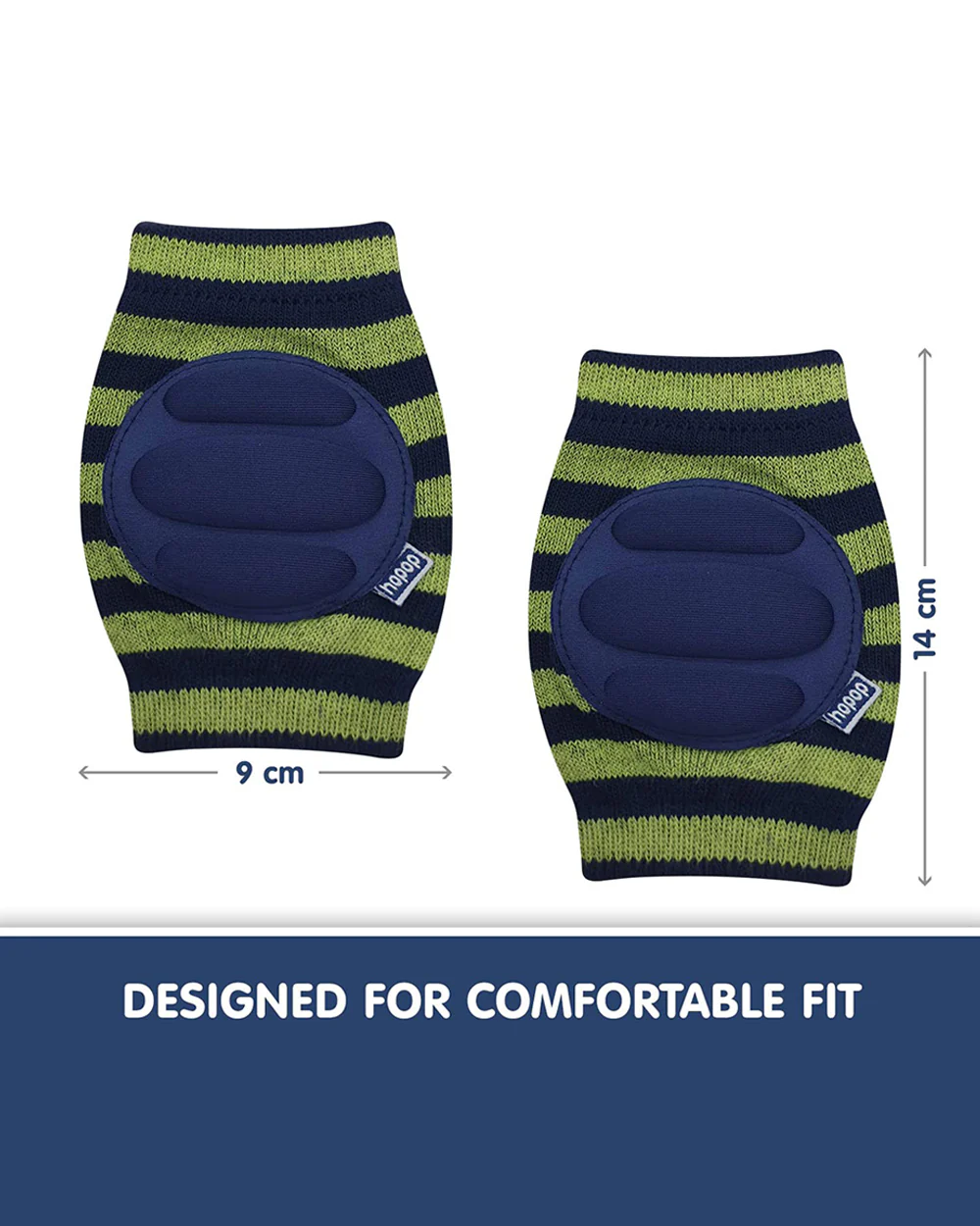 Hopop Green & Navy Baby Elbow & Knee Pads-Breathable Material-For Crawling Infants-Multicolor - Image 4