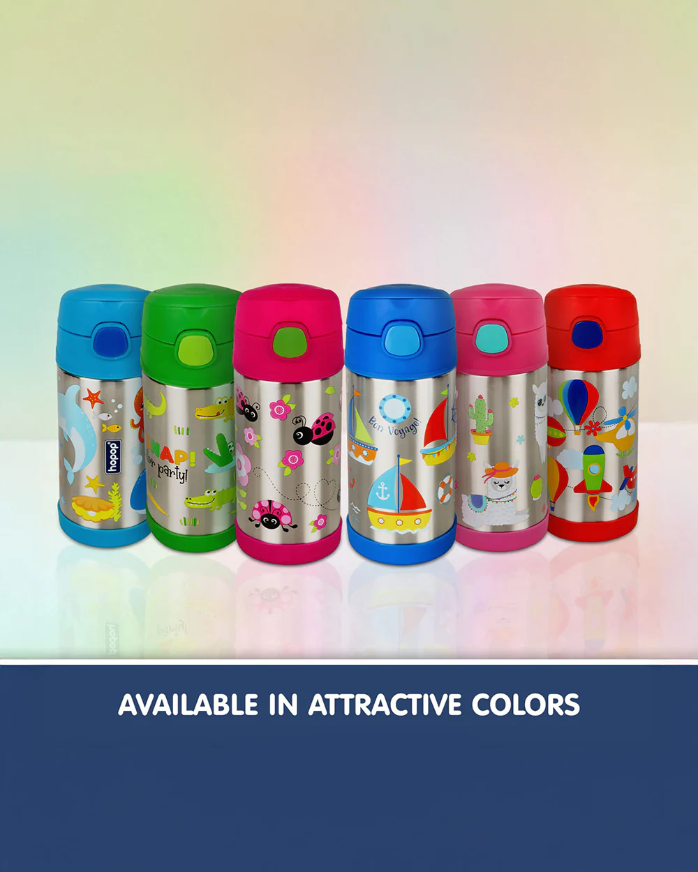 Hopop Insulated Stainless Steel Sipper Water Bottle for Kids-Ladybug Design-300ml - Image 6