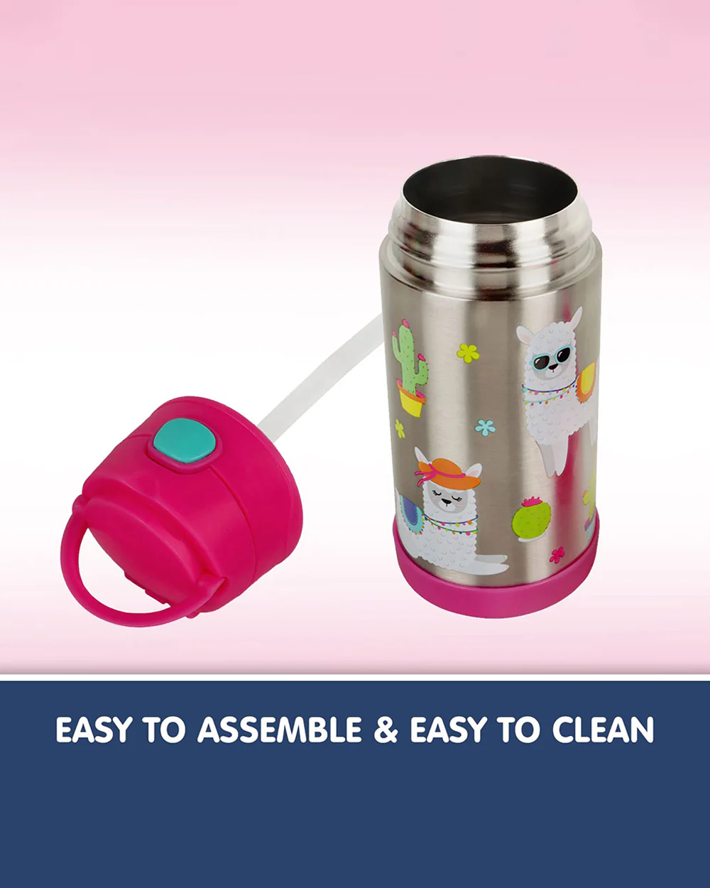 Hopop Insulated Stainless Steel Sipper Water Bottle for Kids-Lama Design-300ml - Image 4