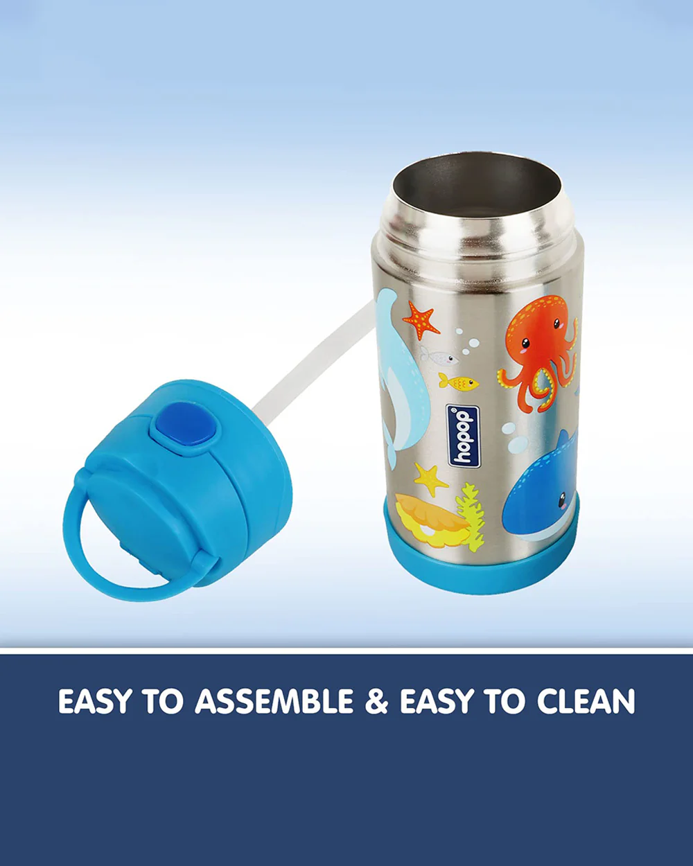 Hopop Insulated Stainless Steel Sipper Water Bottle for Kids-Sea Animals Design-300ml - Image 4