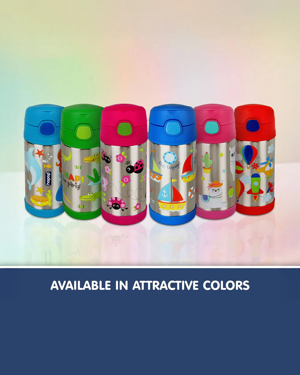 Hopop Insulated Stainless Steel Sipper Water Bottle for Kids-Sea Animals Design-300ml - Image 6
