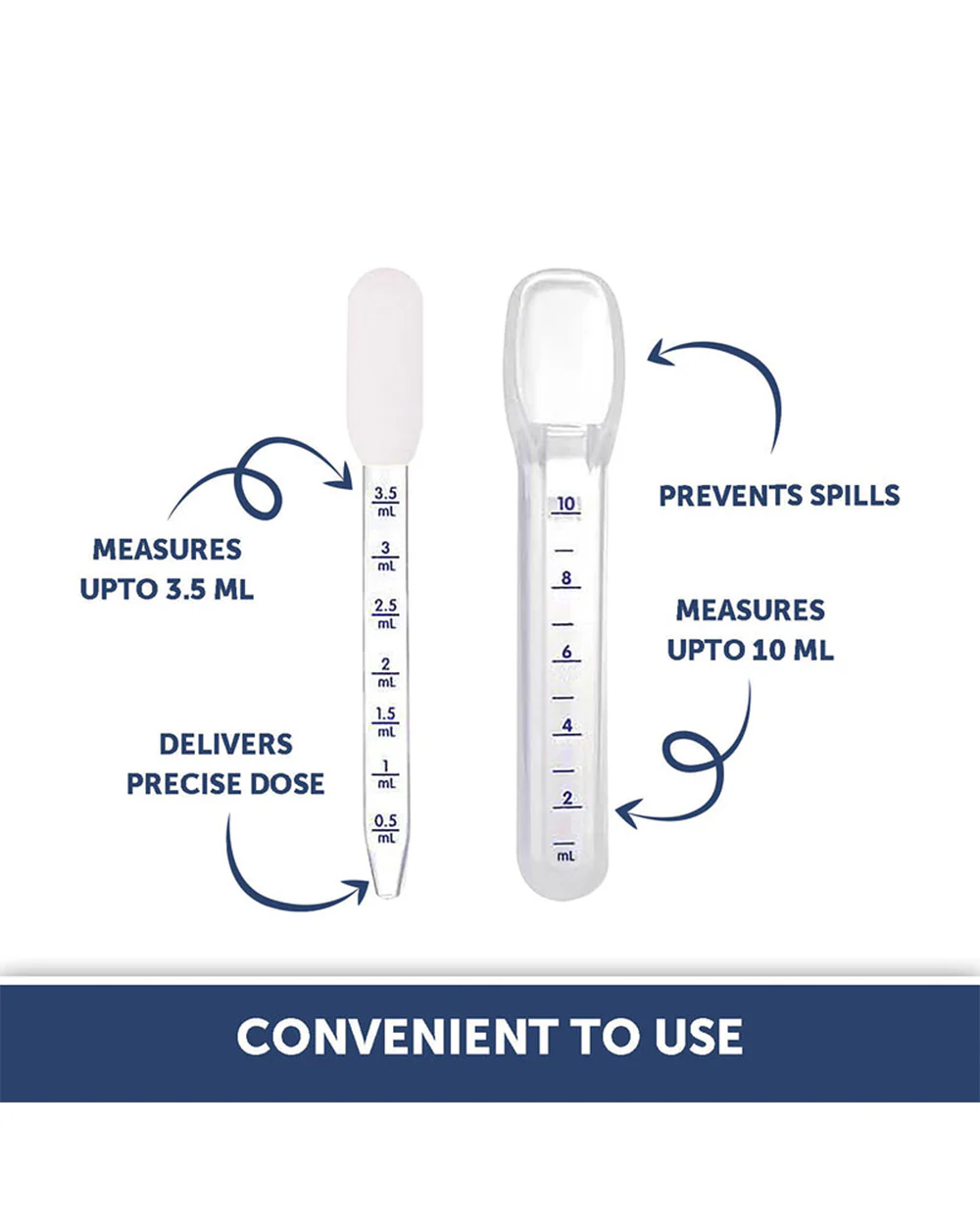 Hopop Medicine Spoon & Dropper-With Spill Proof Design & Marked Measurements-White-For Infants - Image 2