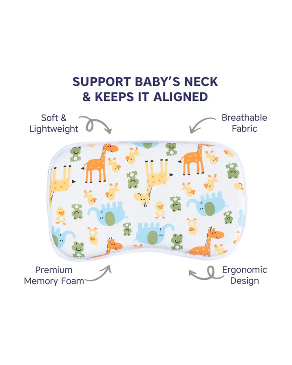 Hopop Memory Foam Baby Pillow-Prevents Flat Head Syndrome-Eases Neck Tension of Baby-Giraffe-For Infants - Image 5