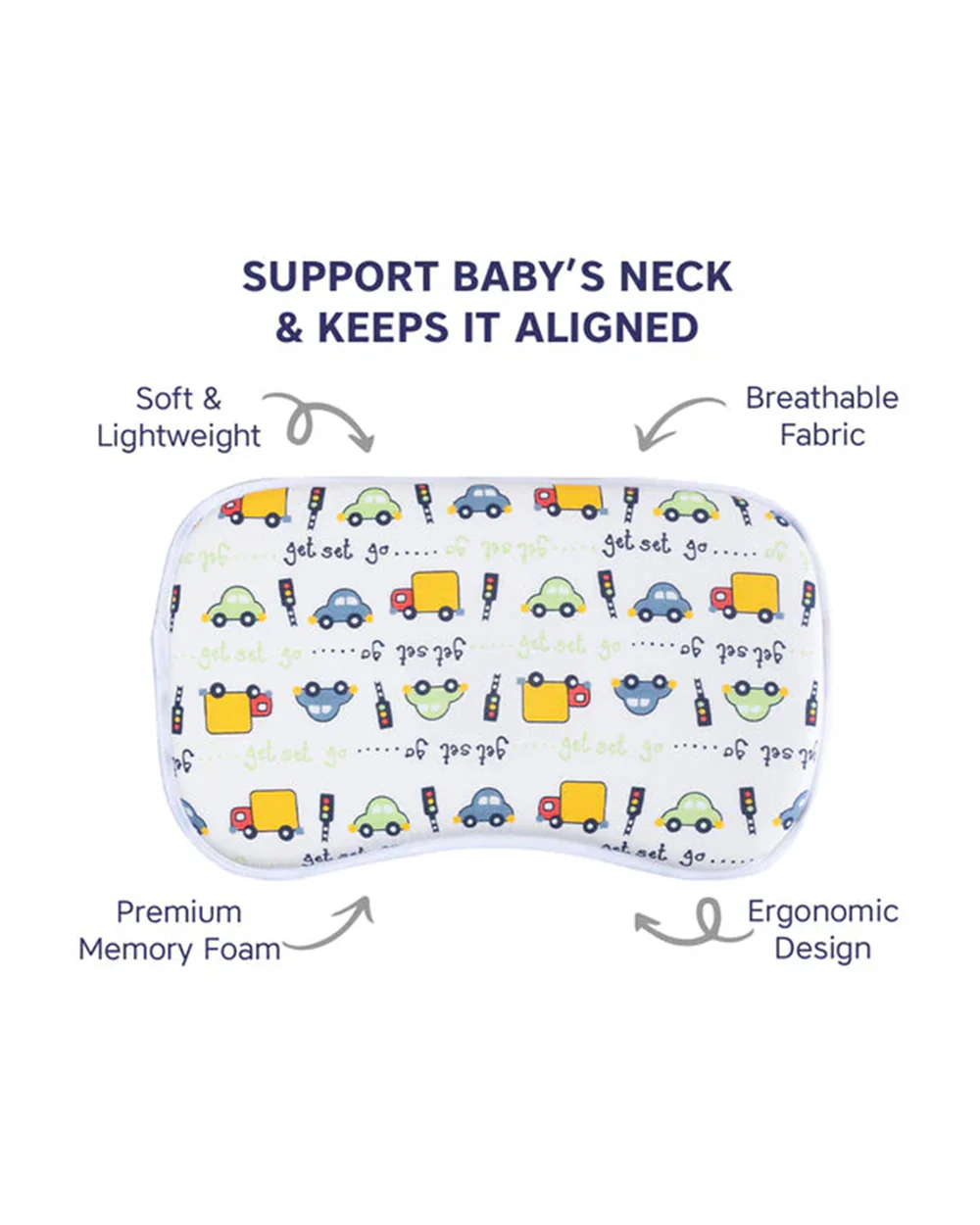Hopop Memory Foam Baby Pillow-Prevents Flat Head Syndrome-Eases Neck Tension of Baby-Transport-For Infants - Image 5