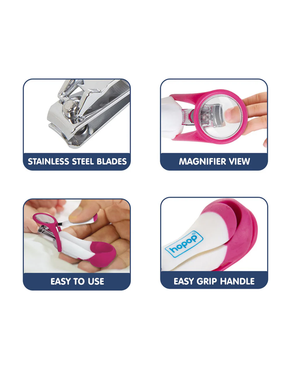 Hopop Nail Clipper-With Magnifying Zoom Lens-Pink - Image 6