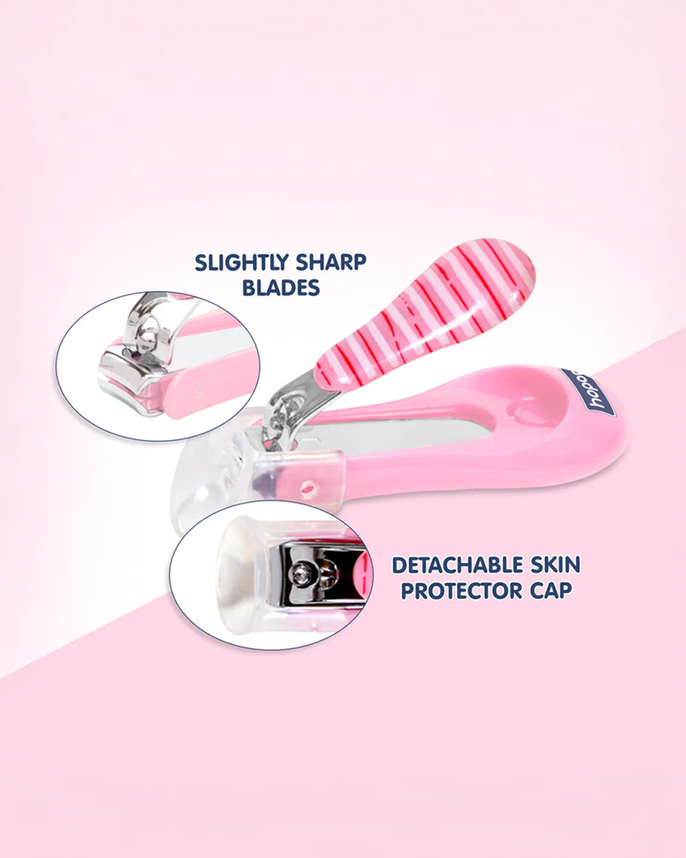 Hopop Nail Clipper-With Skin Guard-Pink Stripe - Image 3