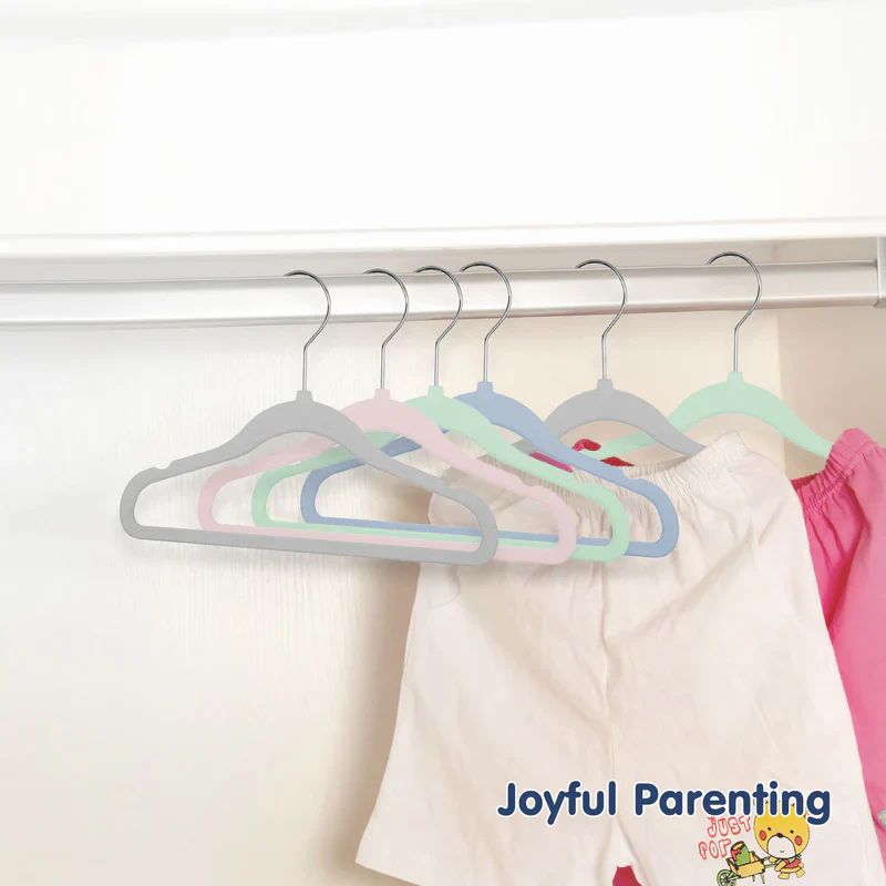 Hopop Non Slip Velvet Baby Cloth Hangers-Helps in Organising Baby Wardrobe-Perfect for Small Garments-Grey - Image 6