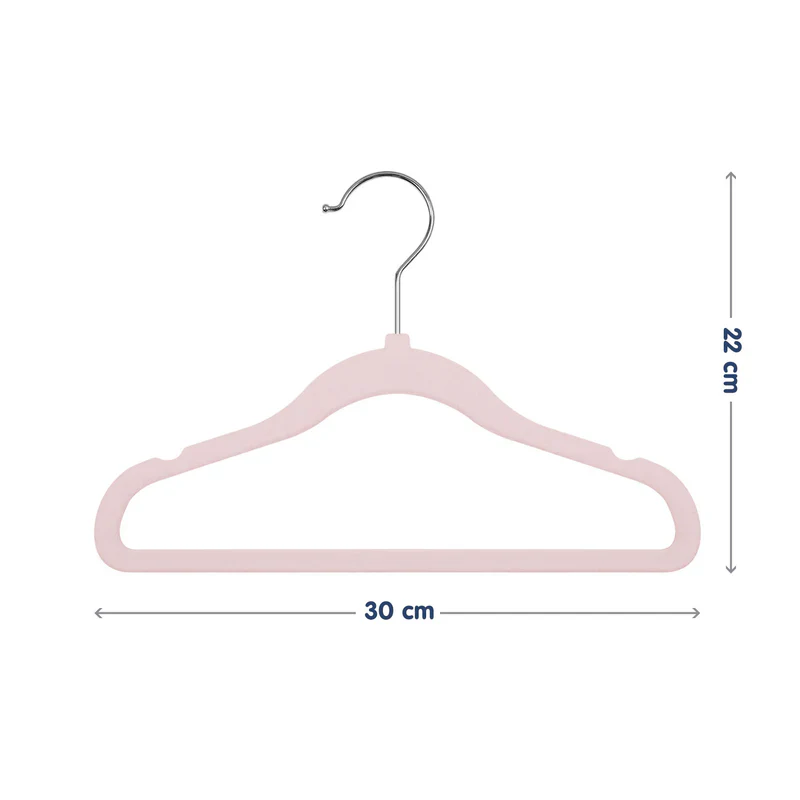 Hopop Non Slip Velvet Baby Cloth Hangers-Helps in Organising Baby Wardrobe-Perfect for Small Garments-Pink - Image 2