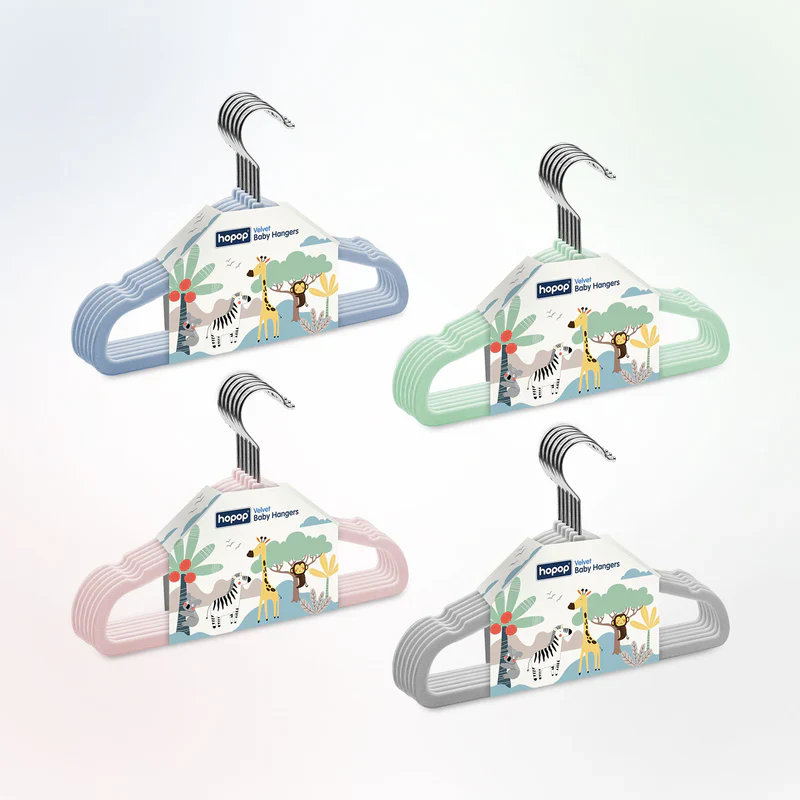 Hopop Non Slip Velvet Baby Cloth Hangers-Helps in Organising Baby Wardrobe-Perfect for Small Garments-Pink - Image 4