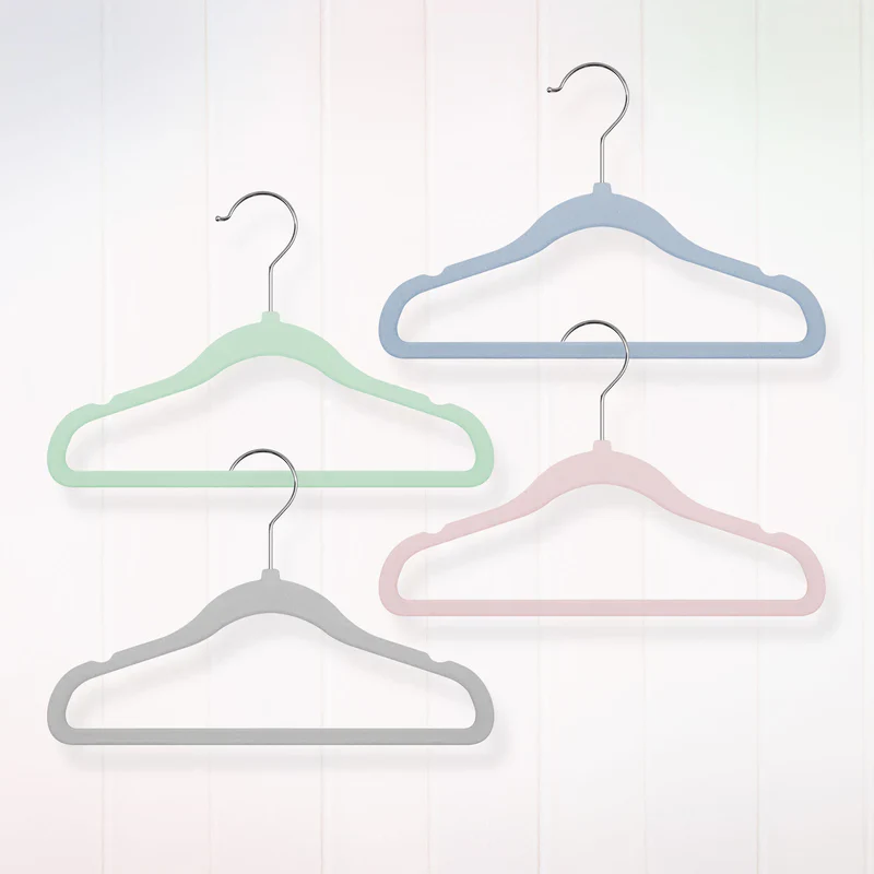 Hopop Non Slip Velvet Baby Cloth Hangers-Helps in Organising Baby Wardrobe-Perfect for Small Garments-Pink - Image 7