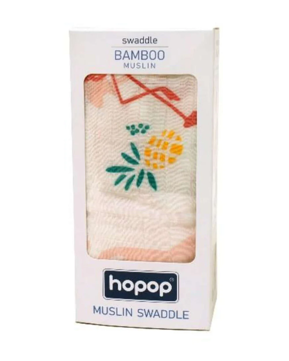 Hopop Pineapple Baby Swaddle-100% Organic Cotton Muslin-White-For Infants