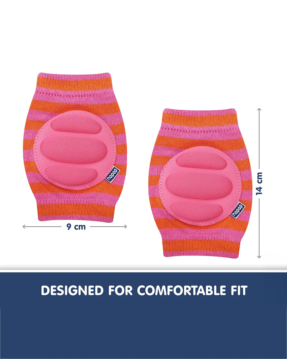 Hopop Pink & Orange Baby Elbow & Knee Pads-Breathable Material-For Crawling Infants-Multicolor - Image 4