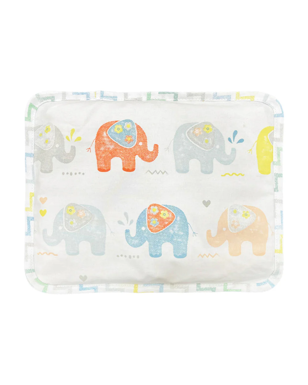 Hopop Elephant Baby Mustard Pillow-100% Cotton-Mutlicolor-For Infants