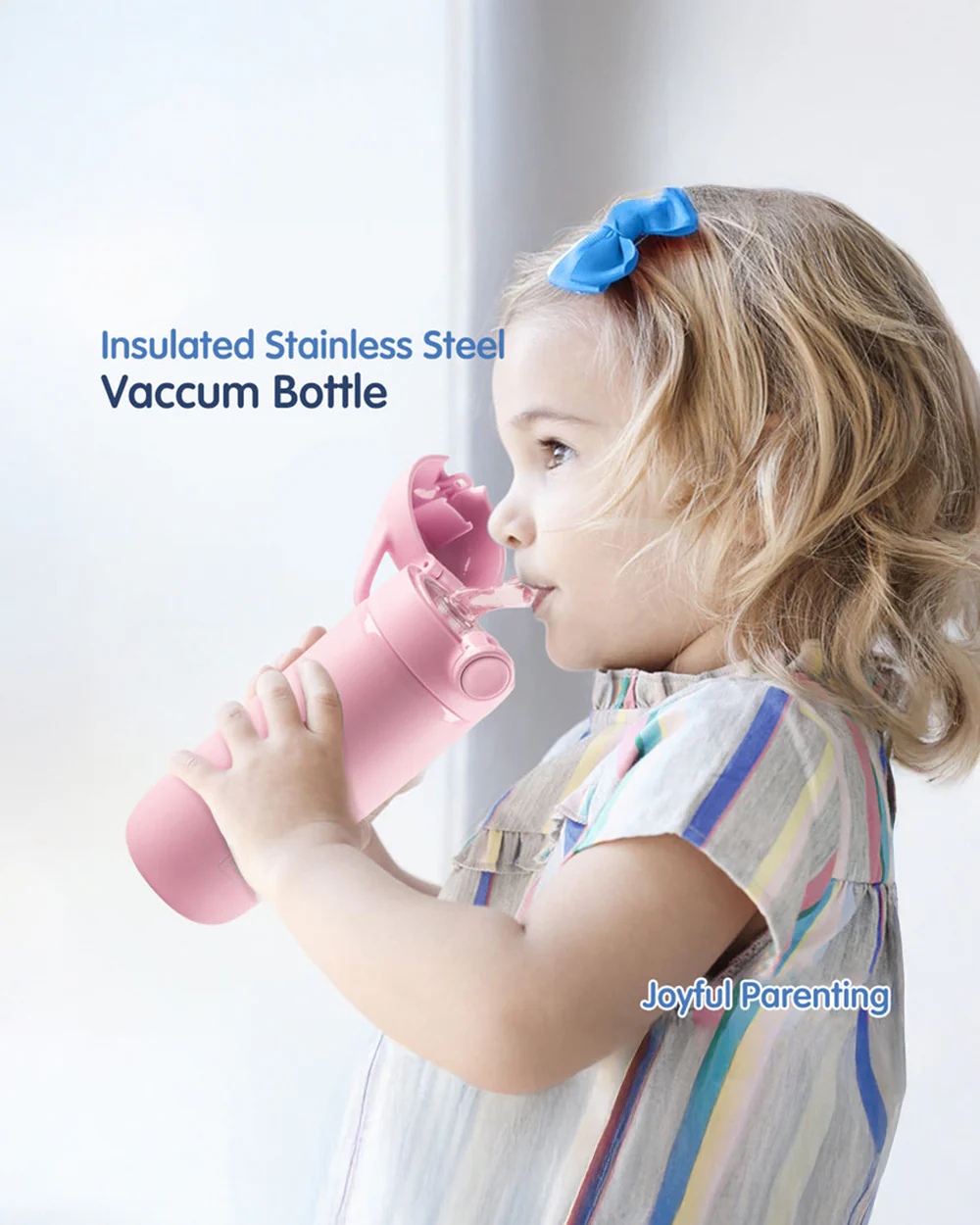 Hopop Stainless Steel Vacuum Bottle-Double Walled Insulation-With Flip Top Cap-380 ml-Pink - Image 7
