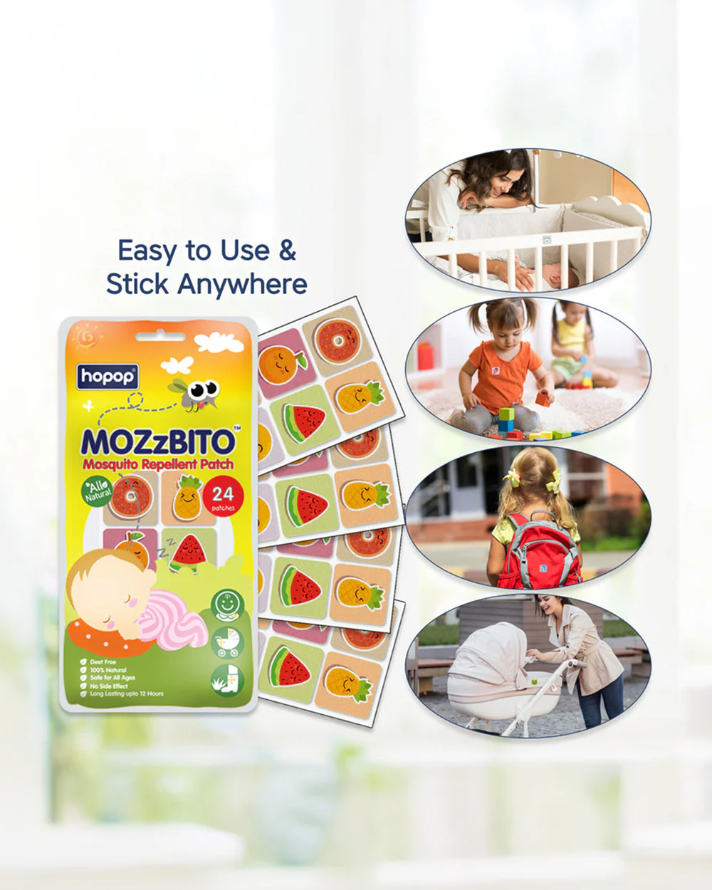 Hopop Under The Sea MoZzbito Mosquito Repellent Patches-Upto 12 Hours Protection-For Infants-24 Patches - Image 4