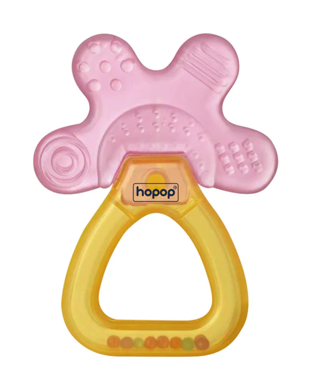 Hopop Water Filled Cooling Teether-BPA Free Food Grade Material-Smooth Round Edges-Multi Textured-Yellow