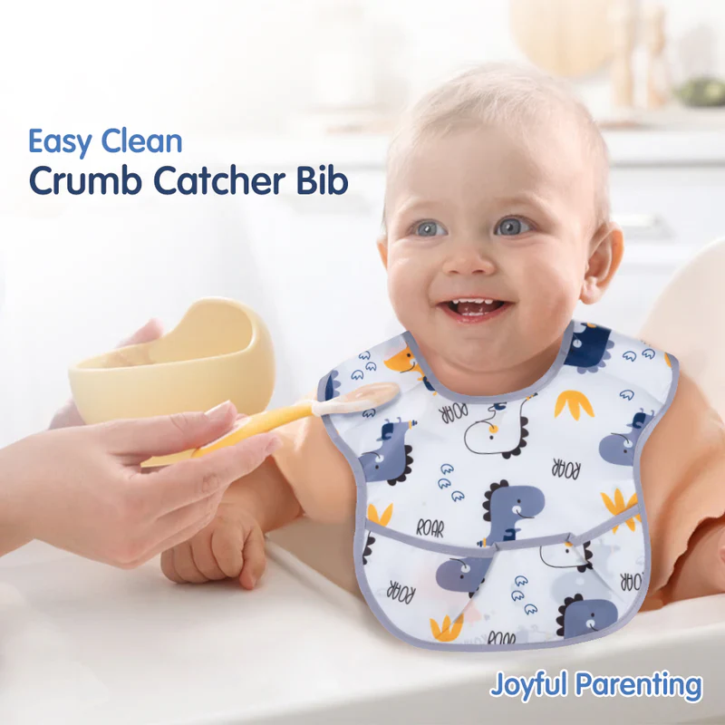 Hopop Waterproof Baby Apron Bib-Dino Roar-With Crumb Catcher-Adjustable Neck Closure-For Infants - Image 7