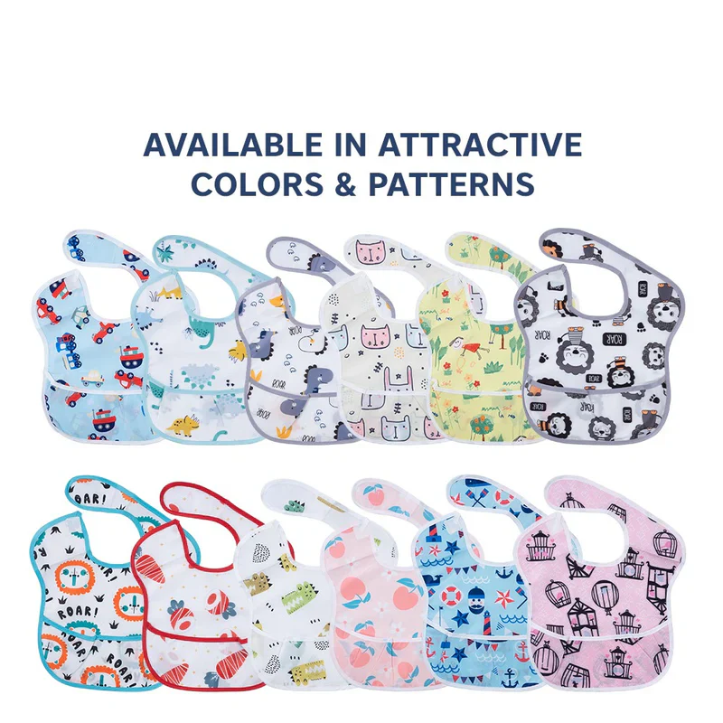Hopop Waterproof Baby Apron Bib-Roar-With Crumb Catcher-Adjustable Neck Closure-For Infants - Image 6