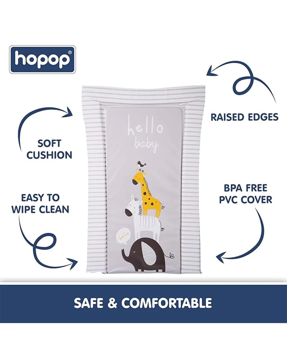 Hopop Waterproof Diaper Changing Mat-With Soft Cushions & PVC Cover-Animal - Image 4