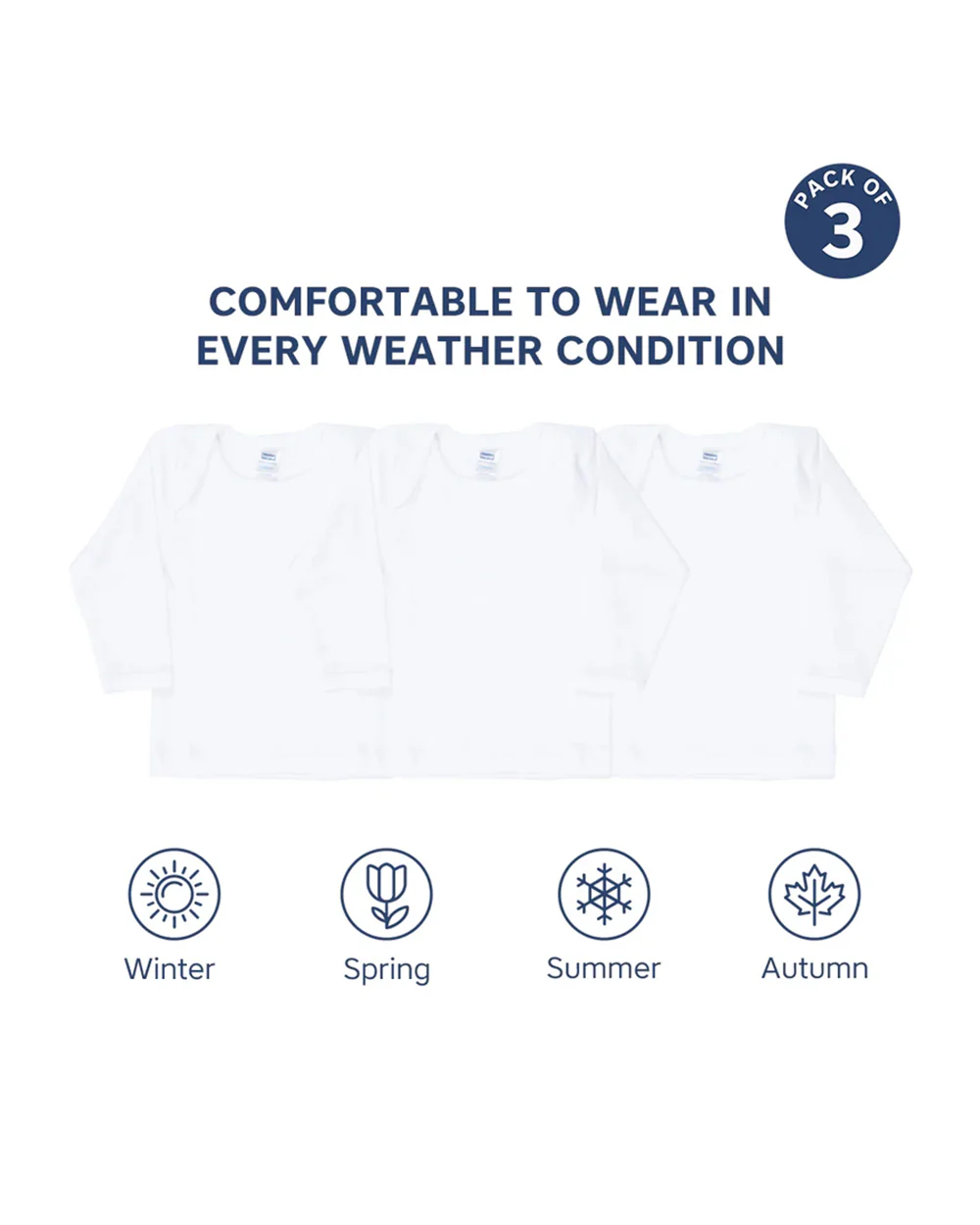 Hopop White Vest-Solid-Cotton-Pack of 3-For Infants - Image 5
