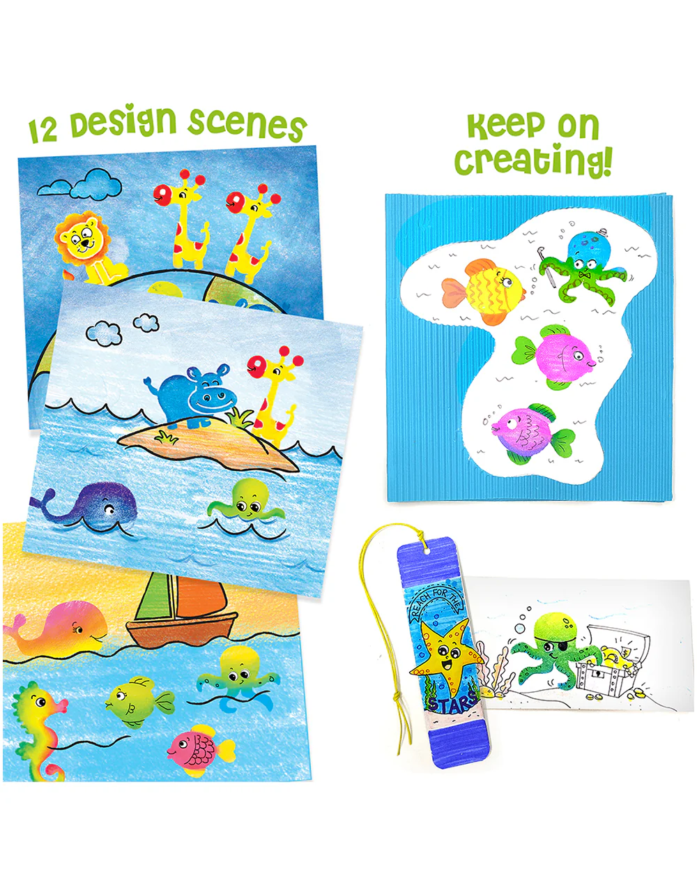 Imagimake DIY Stamp Art & Colouring Book-Wash & Reuse-Art & Craft Kit-Animal Kingdom-36M+ - Image 4