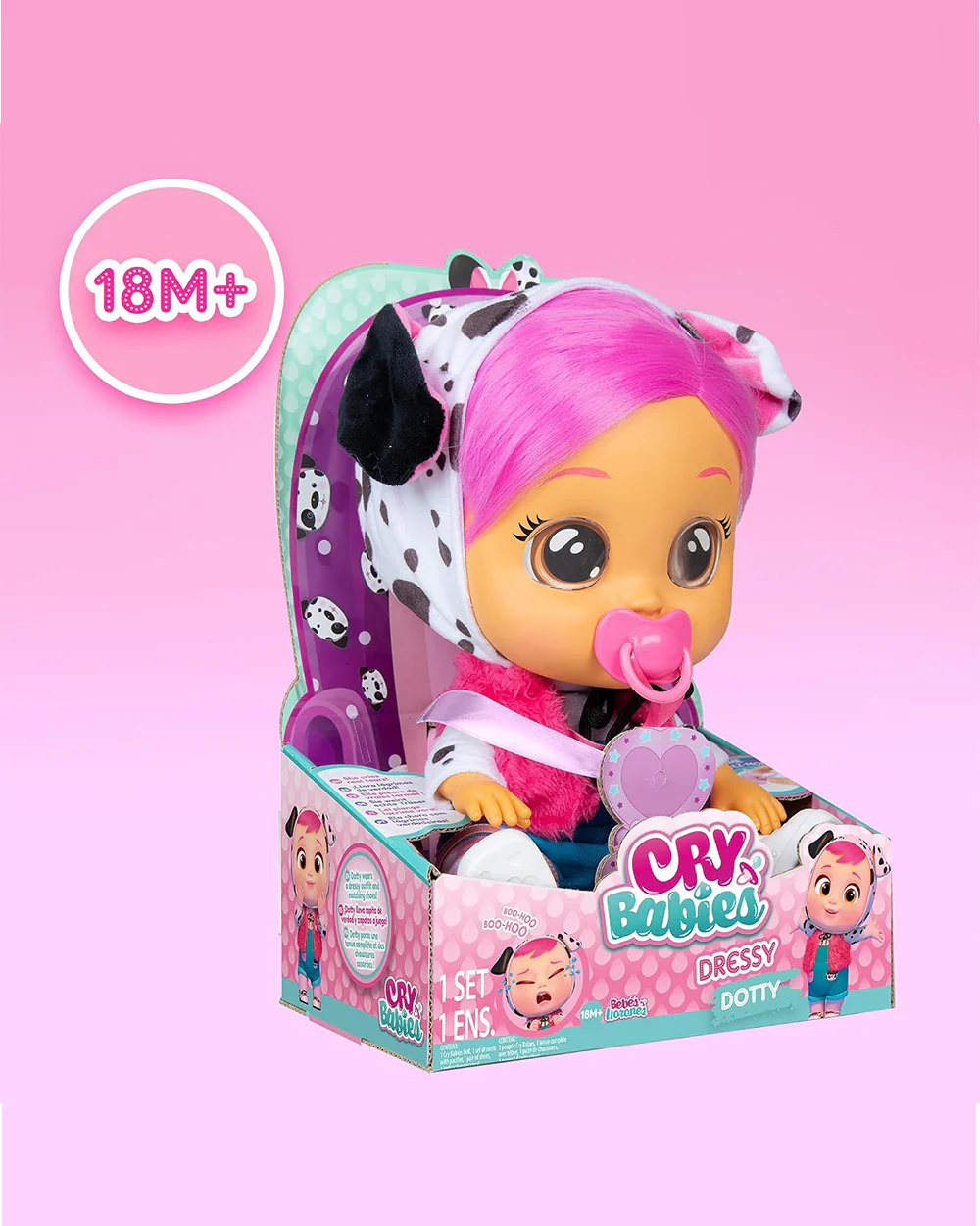 IMC Cry Babies Dressy Dotty Doll-With Magical Tears & 10 Realistic Baby Sounds-12M+ - Image 2