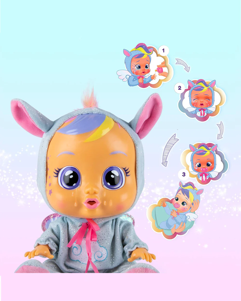 IMC Cry Babies Fantasy Dreamy Doll-With Magical Tears & 10 Realistic Baby Sounds-12M+ - Image 4