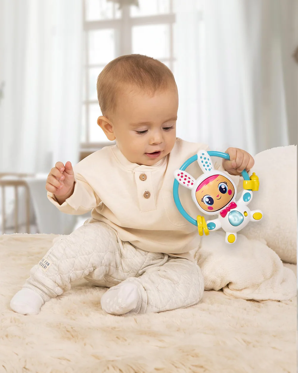 IMC Cry Babies My Little Coney's Rattle Toy-Interactive Sounds & Lights-Promotes Auditory & Visual Stimulation-For Infants - Image 4