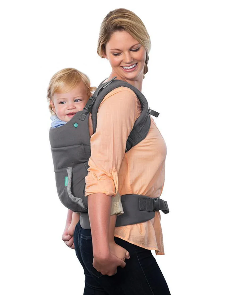Infantino Cuddle Up Ergonomic Hoodie Baby Carrier 2-Way-Removable Canopy Hood With Teddy Bear Styling-For 0 to 3Y (5.4 to 18Kg)-Grey - Image 9