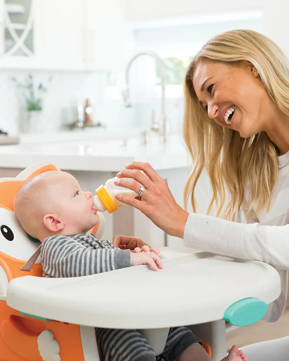 Infantino Grow-With-Me-4-in-1-Convertible Baby High Chair-With Easy To Clean Meal Mat-Removable Child Tray-Reclines For Infant Feeding-For 6 to 36M-Fox - Image 20