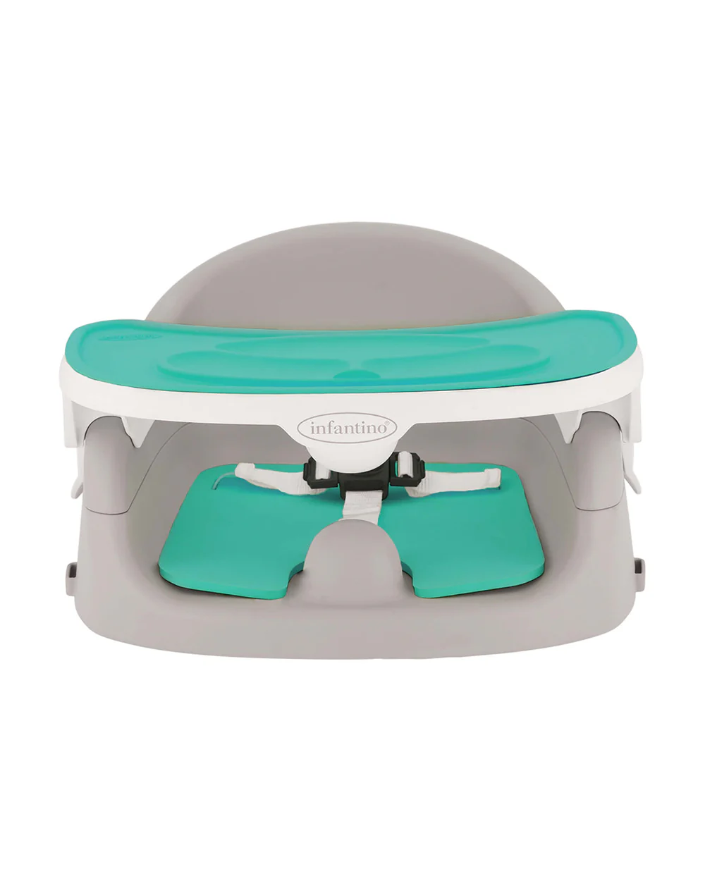 Infantino Grow-With-Me 4-in-1 Booster Seat-Converts Into Infant & Toddler Booster Seat-Two Can Dine-With Dishwasher Safe & Removable Meal Tray-3 Point Harness-For 6 to 36M-Teal & Grey - Image 3