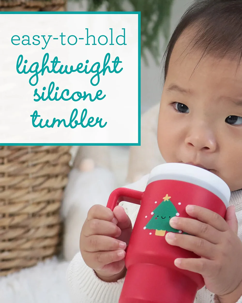 Infantino My 1st Tumbler-100% Premium Silicone-Easy to Grip Handle-Christmas Tree-6M+ - Image 4