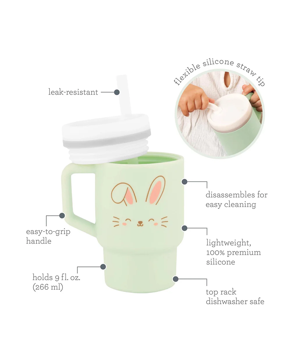 Infantino My 1st Tumbler-100% Premium Silicone-Easy to Grip Handle-Easter Bunny-6M+ - Image 4