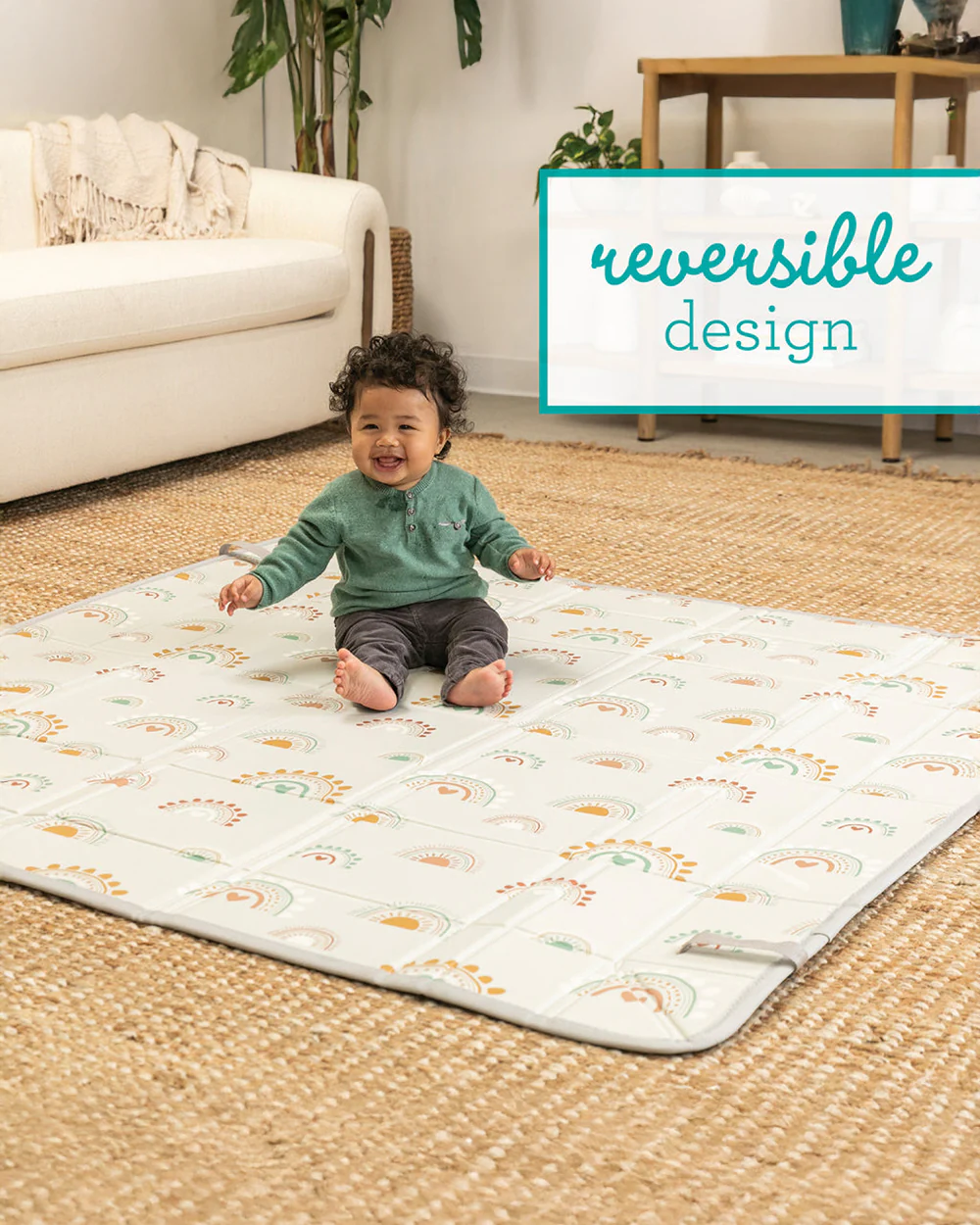 Infantino Rainbow Foldable Soft Foam Playmat-Reversible Design-Foldable Sides-0M+ - Image 5