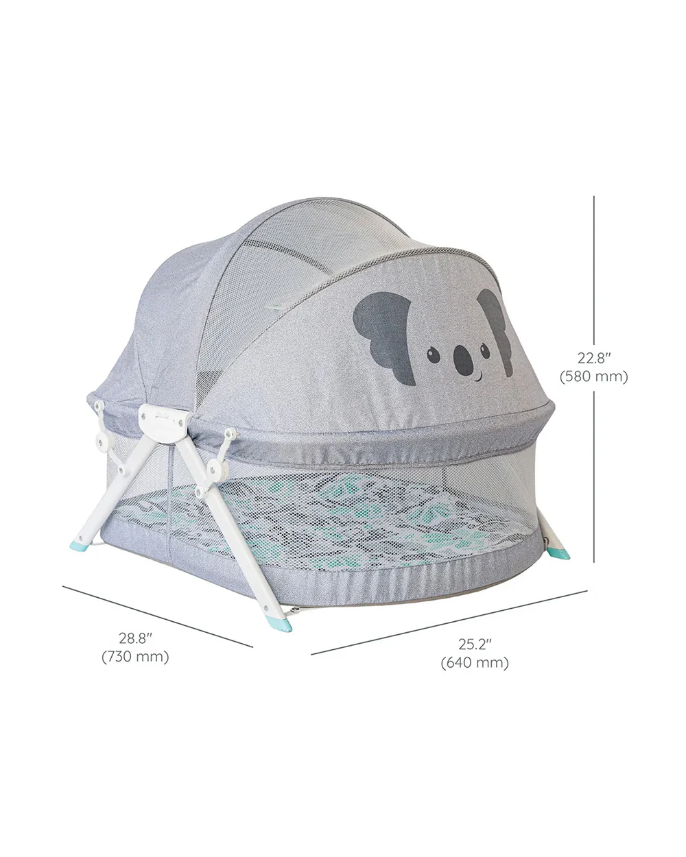 Infantino Sweet Dreams Fold & Go Bassinet-With Removable Mat & Full Cover Canopy-Includes Sensory Engaging Toys-Koala-Grey-For 0 to 9M - Image 10